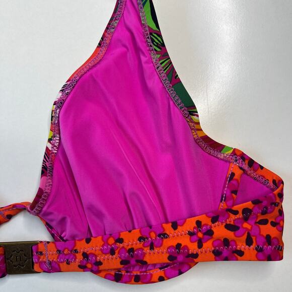 Nanette Lepore NWT Women's Bikini Wired Top Tassels Colorful Artsy Print Size L - Picture 9 of 11